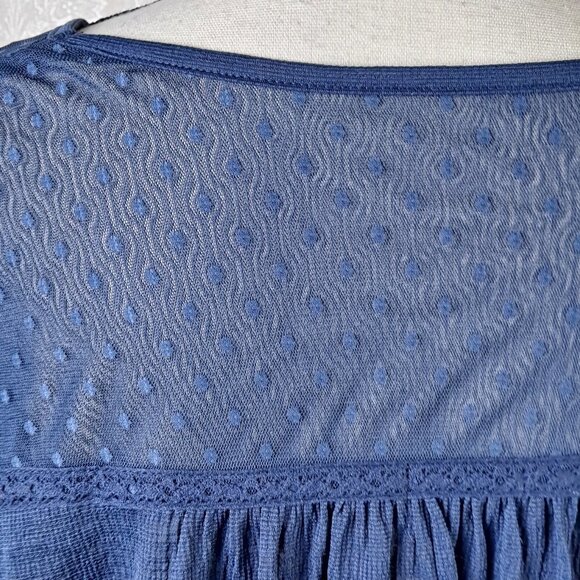 Time and Tru Size XXL (20) Navy Blue Peasant Style Blouse Lace Embroidery NWT - Picture 9 of 15